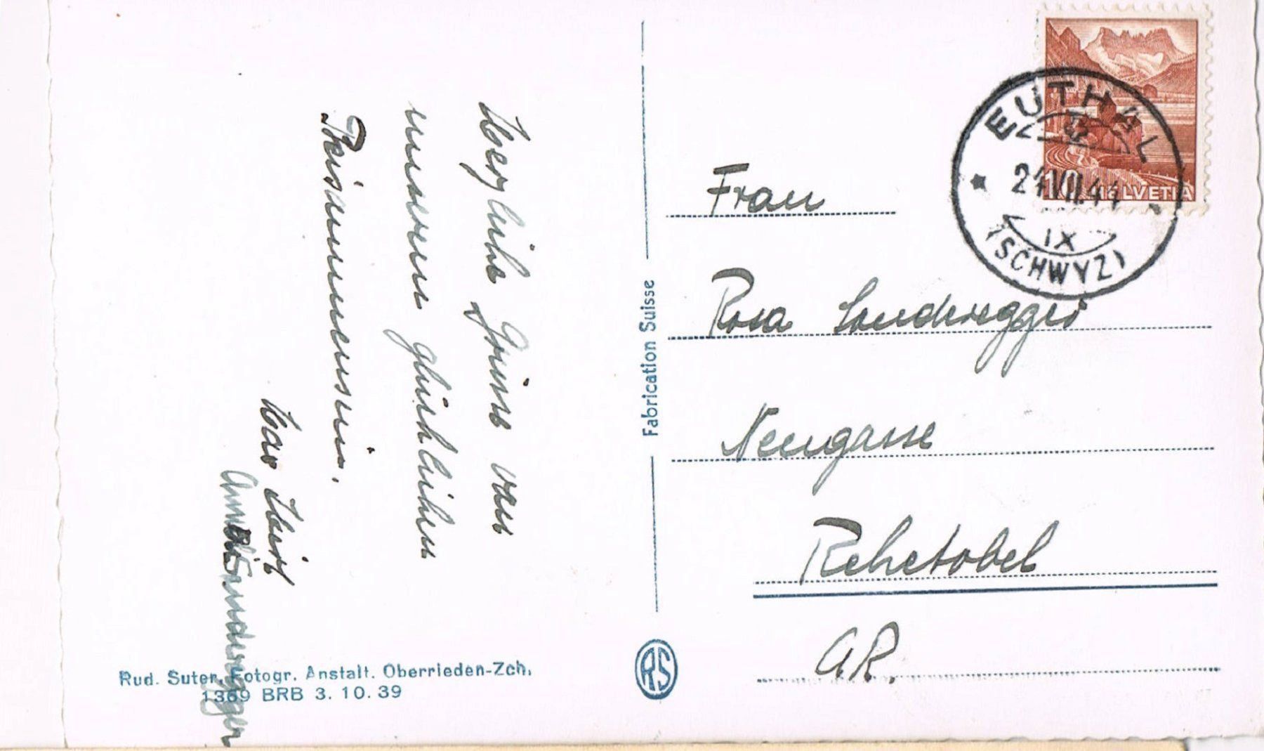 Cartoline postali: Am Sihlsee – Usato da Buchs AG venduto da Baerfisch 1