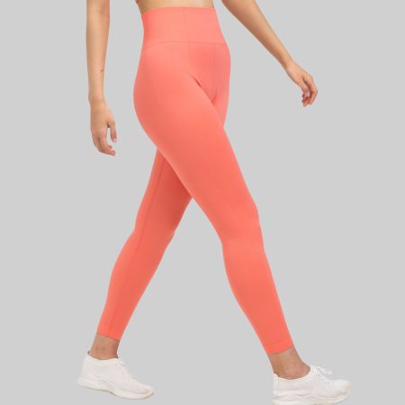Sport Leggings Damen High Waist Nahtlos Korallen Rot XXL Gym
