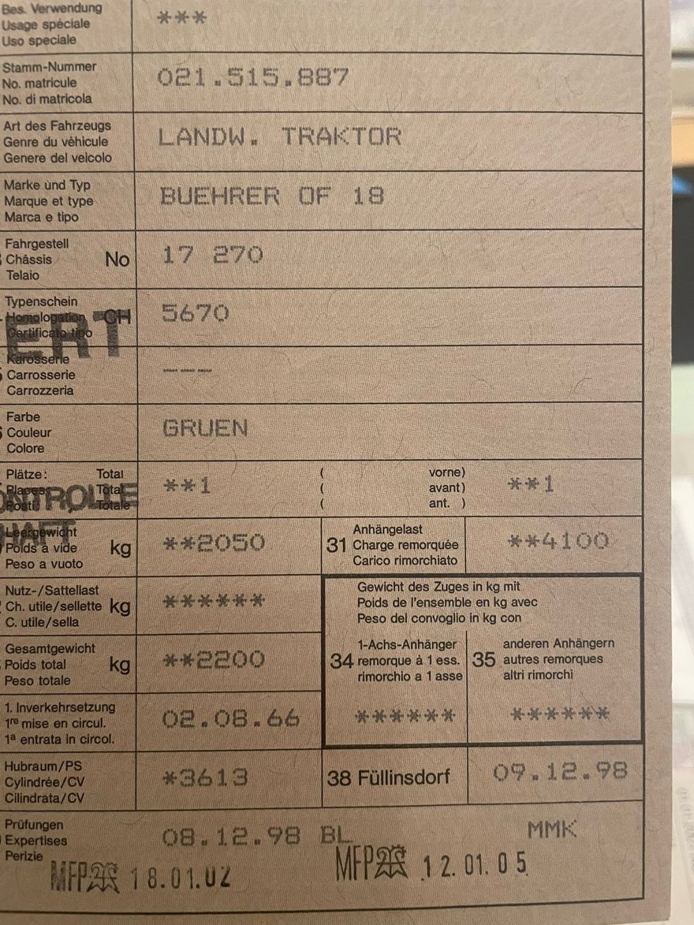Bührer Trattori: Bührer OF 18 – Usato da Kaiseraugst venduto da san_cw5w 2