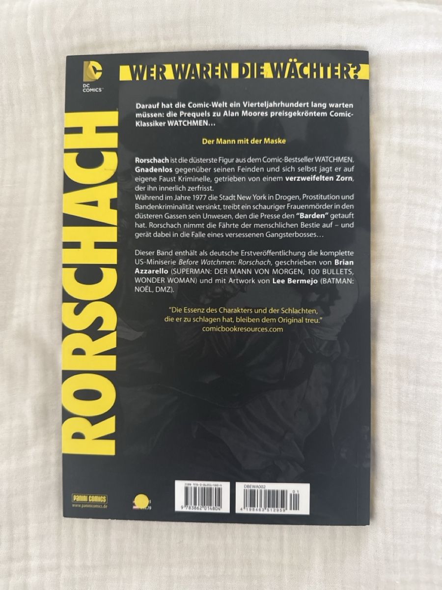 BD: Comic Before Watchmen Rorschach Brian Azzarello Lee Bermejo – D'occasion à Uster par esm_wr5k 1