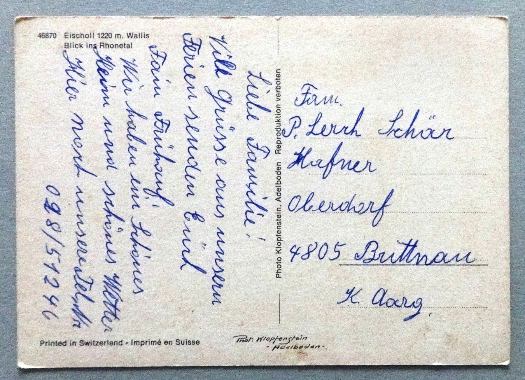Cartoline postali: Eischoll 1220 m – Usato da Fétigny venduto da Billy2miny 1