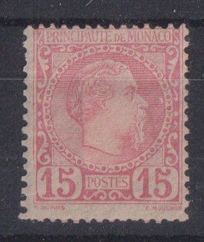Tutti i francobolli: MONACO 1885: 15 C. * - Kat. 360.-- – Nuovo (secondo la descrizione) da Eschlikon TG venduto da PhilCon