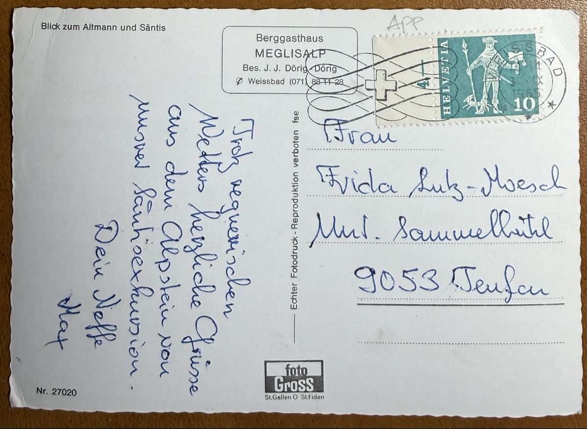 Cartoline postali: AK: MEGLISALP - ALTMANN – Usato da Lutry venduto da Ediego 1