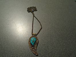 Kette Anhänger Tropfenform, goldfarbig/broncefarbig