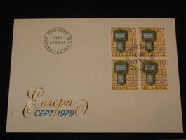 Werbemarken Europa FDC 1979 4-Block Nr. 630 "Briefkasten Bas