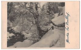 Wer weiss wo? Verschneite Flusslandschaft, gelaufen 1930