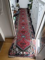 Langflor Teppich Läufer rot mit Muster guter Zustand