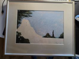 Bild griechische Szene Gemälde 1984 Strand Meer