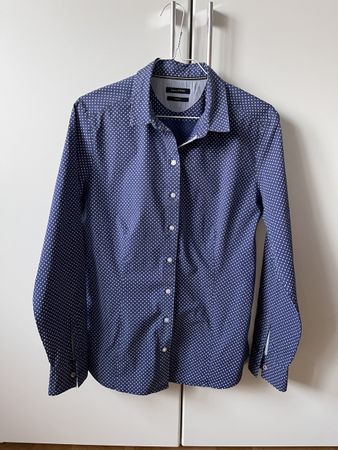 Marc O'Polo Bluse Gr. 40 Stretch Blau Weiss Punkte