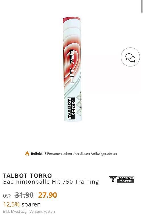 Palloni: 3x Talbot torro hit 750 training 36 Stk badminton – Usato da Le Mont-sur-Lausanne venduto da swisssail