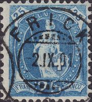 Stehende Helvetia: Nr.73D, Vollstempel FRICK: 2.SEPT.1901.