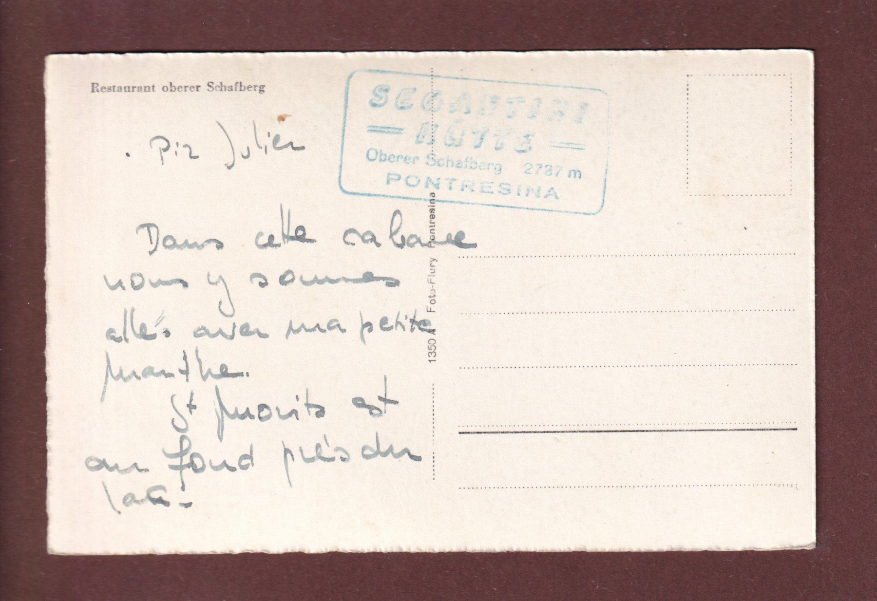 Cartoline postali: Restaurant oberer SCHAFBERG – Usato da Pully venduto da nicecards 1