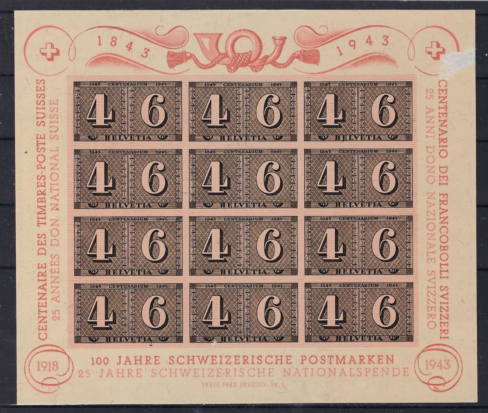 Alle Briefmarken: 1943 Kleinbogen 100 Jahre Postmarken **   15861 – Gebraucht aus Lunden von Animus999