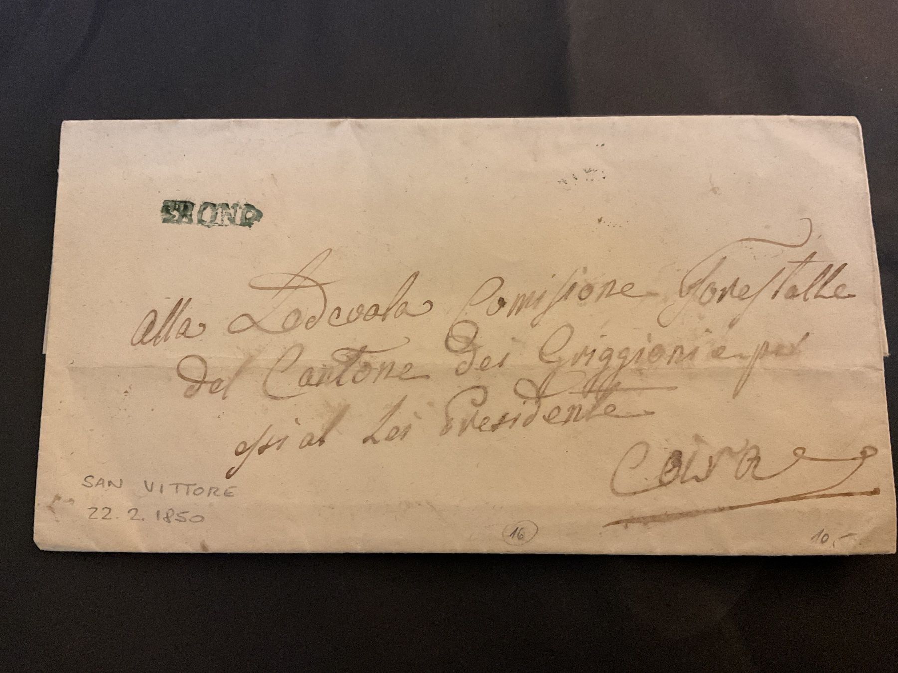 Tutti i francobolli: 1850 Faltbriefhülle St. Vittore - Chur – Usato da Rheinfelden venduto da ricci62