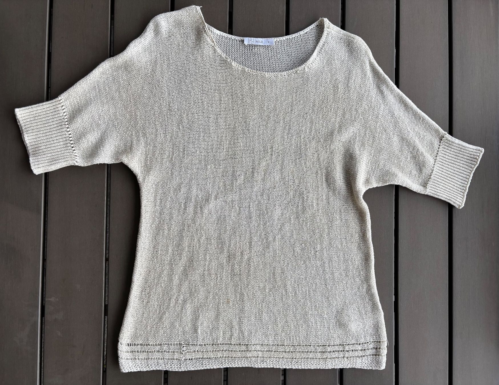 Nile Maglioni & Felpe: Nile Garn-Pullover, Grösse S, kurzarm, beige – Usato da Ebnat-Kappel venduto da Molton