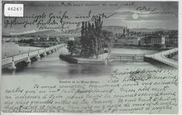 Geneve et le Mont Blanc - Mondschein-Litho 1899