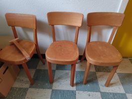 3 Beizenstühle vintage wie Horgen Glarus ohne Marke schmal