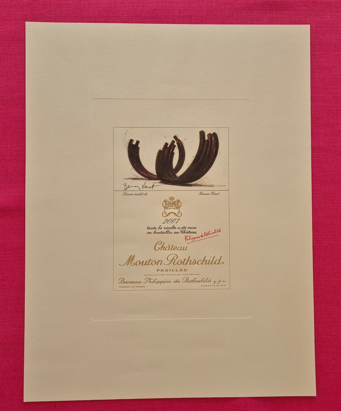 Grafica & Litografie: Mouton Rothschild 2007, Litho Bernar Venet – Usato da Luzern venduto da Louis-XVI 1