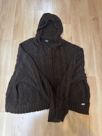 Braune Strickjacke mit Kapuze, Minga London XXL
