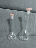 Messkolben Set  200ml und 500ml Glas mit Stopfen