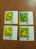 Lot de 4 timbres de collection Île Maurice Fruits exotique