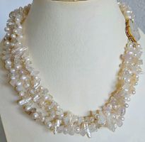 Perlen Collier mit kristallen und Blumenverschluss neu