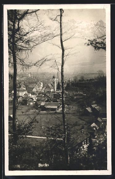 Cartoline postali: AK Buchs, Ortsansicht aus der Vogelschau – Usato da Berlin venduto da bartko-reher
