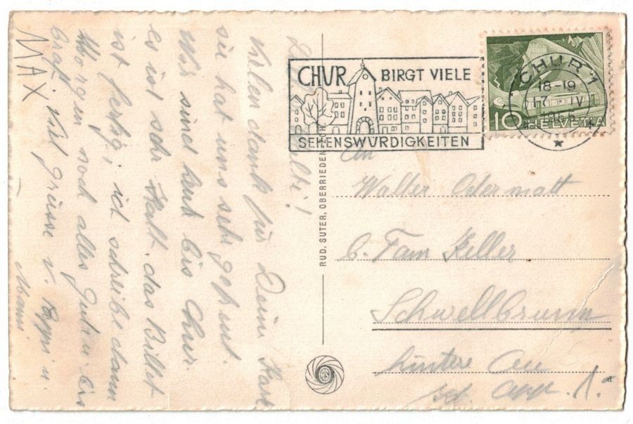 Cartoline postali: Chur, gelaufen 1955 – Usato da Frauenfeld venduto da POML 1