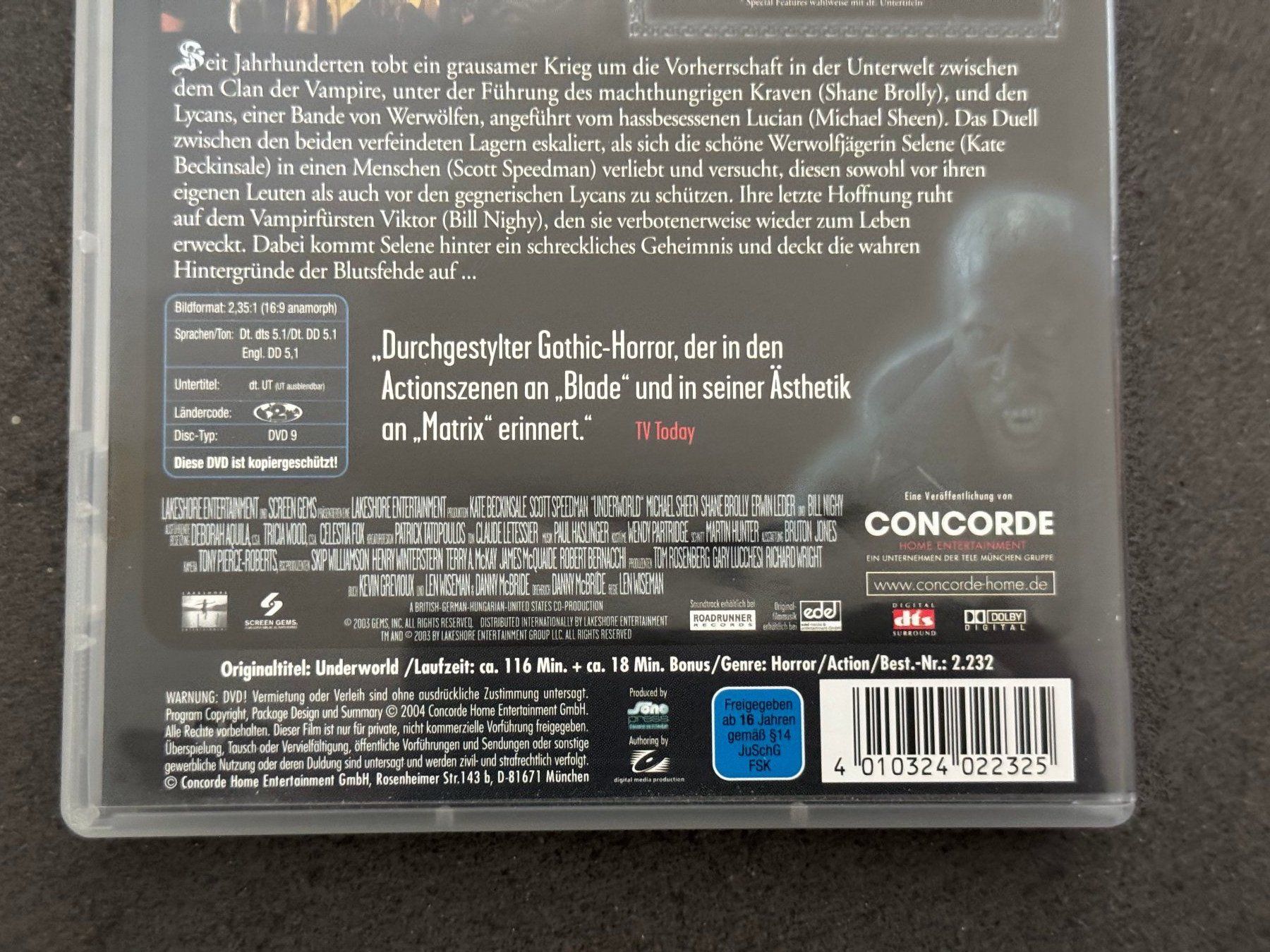 Tutti i DVDs: Underworld original Kinofassung DVD DE/EN – Usato da Fribourg venduto da tschjoly 3