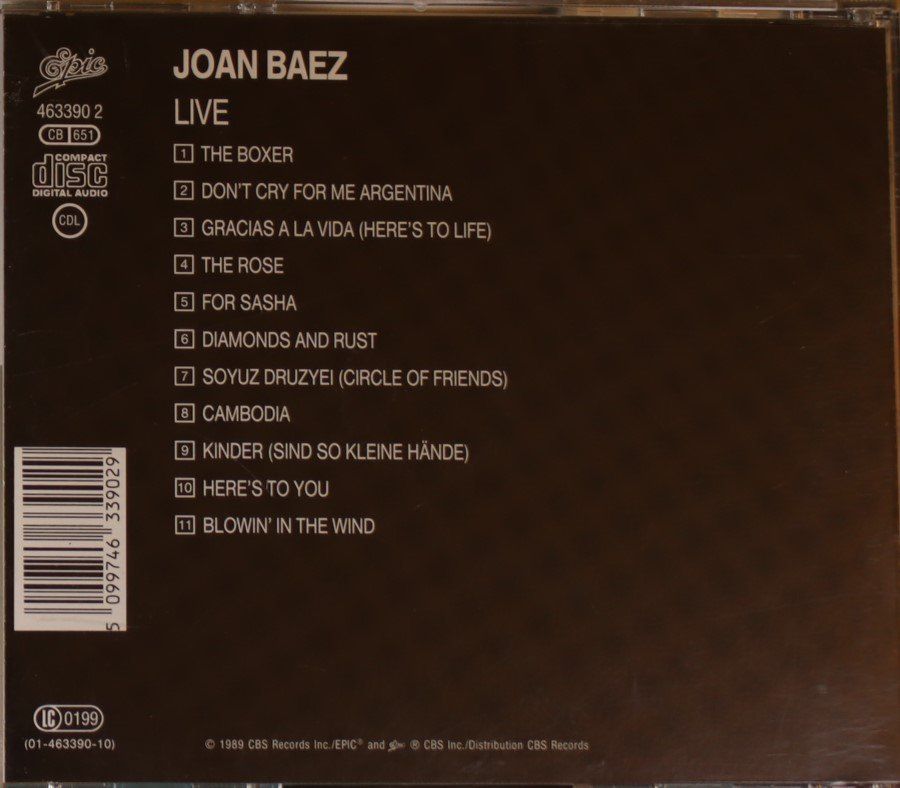 CD: Joan Baez – Live – Usato da Luzern venduto da CONTENTI 2