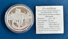 Schützentaler 20 Fr. 1998 100 Jahre Schiessanlage Albisgütli