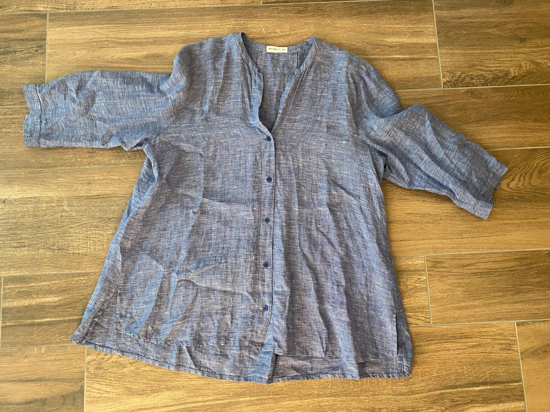 Soeur Camicette: Mes Soeurs et Moi Leinen-Bluse blau Gr. 6 / 50 - 52 – Usato da Arlesheim venduto da san_w9vr