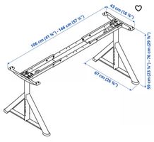 IKEA IDÅSEN Untergestell für Tischplatte – Dunkelgrau (Höhen