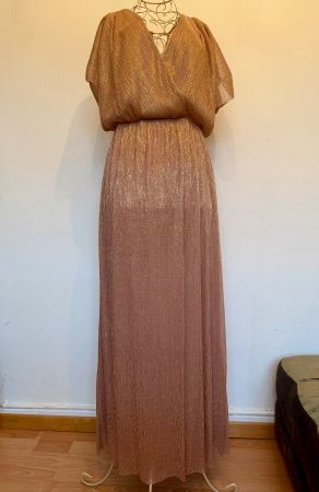 Festliches Glitzer Abendkleid lang, Gr. M, Roségold, neuw...