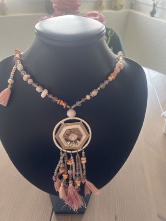 Lange Boho Kette mit Quasten
