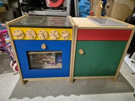 Spielküche aus Holz bunt mit Herd und Spüle gebraucht