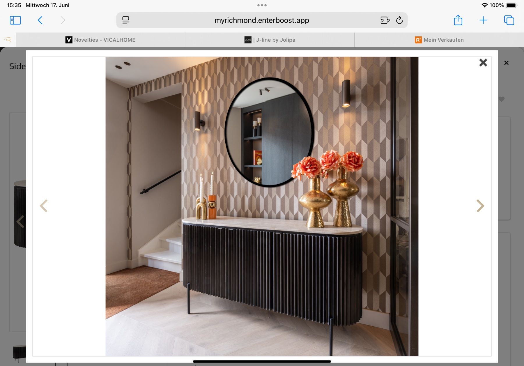 Cassettiere: RICHMOND INTERIORS* Sideboard Hampton dark brown – Nuovo e nell'imballaggio originale da Ruswil venduto da Miami-2026 1