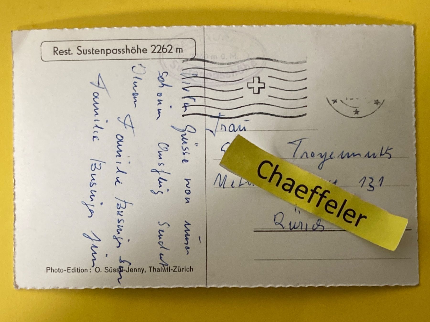Cartoline postali: Sustenstrasse, Fünffingerstöcke – Usato da Zürich venduto da Chaeffeler 1