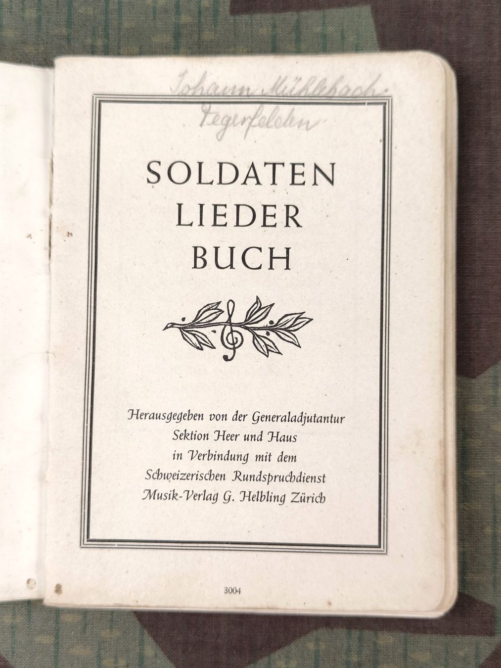 Schweizer Armee Uniformi: SOLDATENLIEDERBUCH 1941 – Usato da Bauma venduto da SwissMilitaria 1