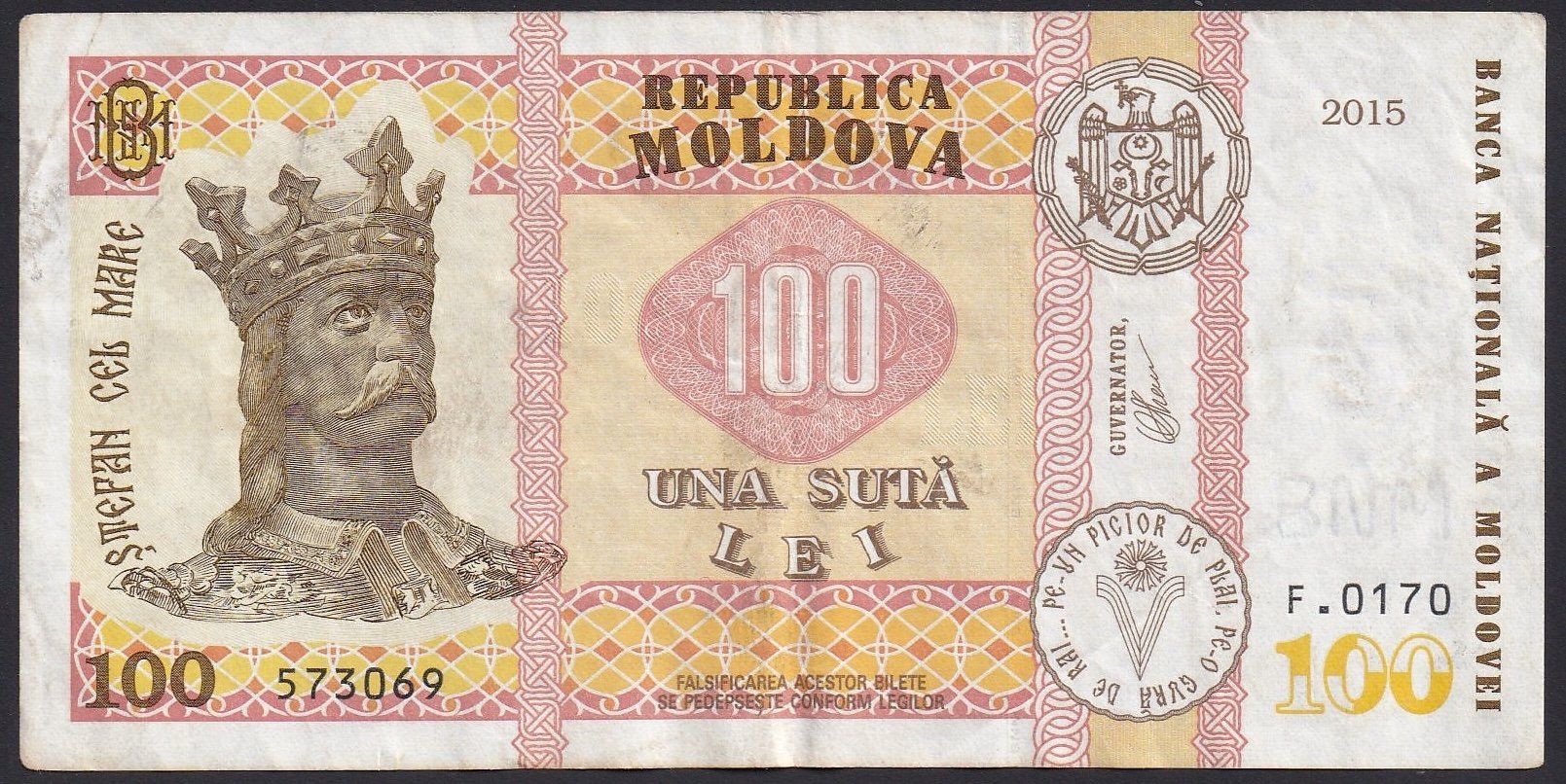 Banknoten: Moldau 100 Lei 2015 – Gebraucht aus Brugg AG von banknoten_muesli