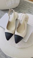Tamaris Slingpumps Leder Schwarz/Creme Grösse 37 neu