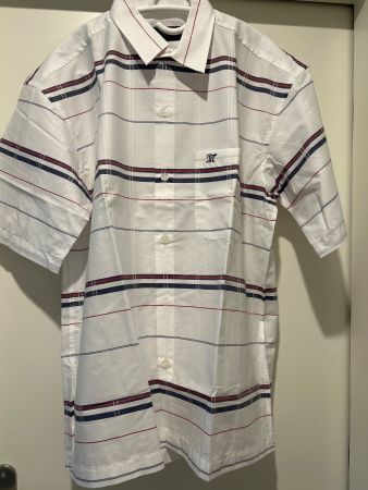 Kurzarm Hemd weiss mit Streifen von Manchester Gr. L