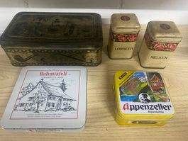 Blechdosen Set 5 Stk. L.A. Töpfer, Appenzeller, Rahmtäfel...