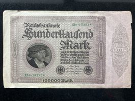 German 100,000 Mark Hyperinflation Reichsbanknote