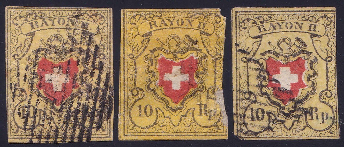 Alle Briefmarken: 3 E-Werte: Type 20, E/LO, Type 24, E/RO und Type 25, E/LU, – Gebraucht aus Wenslingen von riger11