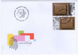 2001 100 Jahre CHOCO SUISSE mit Bogenrand auf seltenem FDC