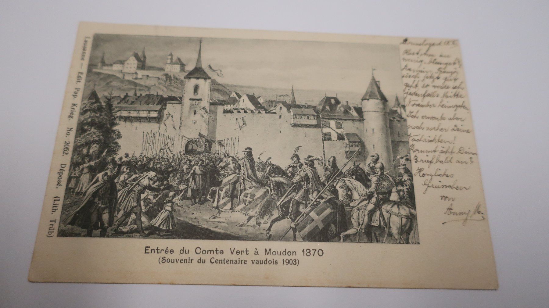 Cartoline postali: Entrée du Comte Vert à Moudon 1370  1903 – Usato da Cormoret venduto da Pascalll2001 1