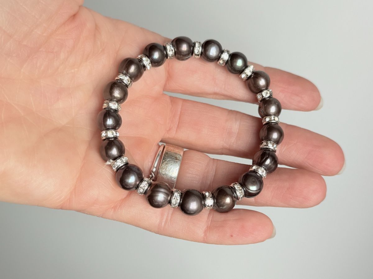 Bracciali & Braccialetti: Dunkle Süsswasserperlen Armkette NEU – Nuovo e nell'imballaggio originale da Basel venduto da Chili007 1