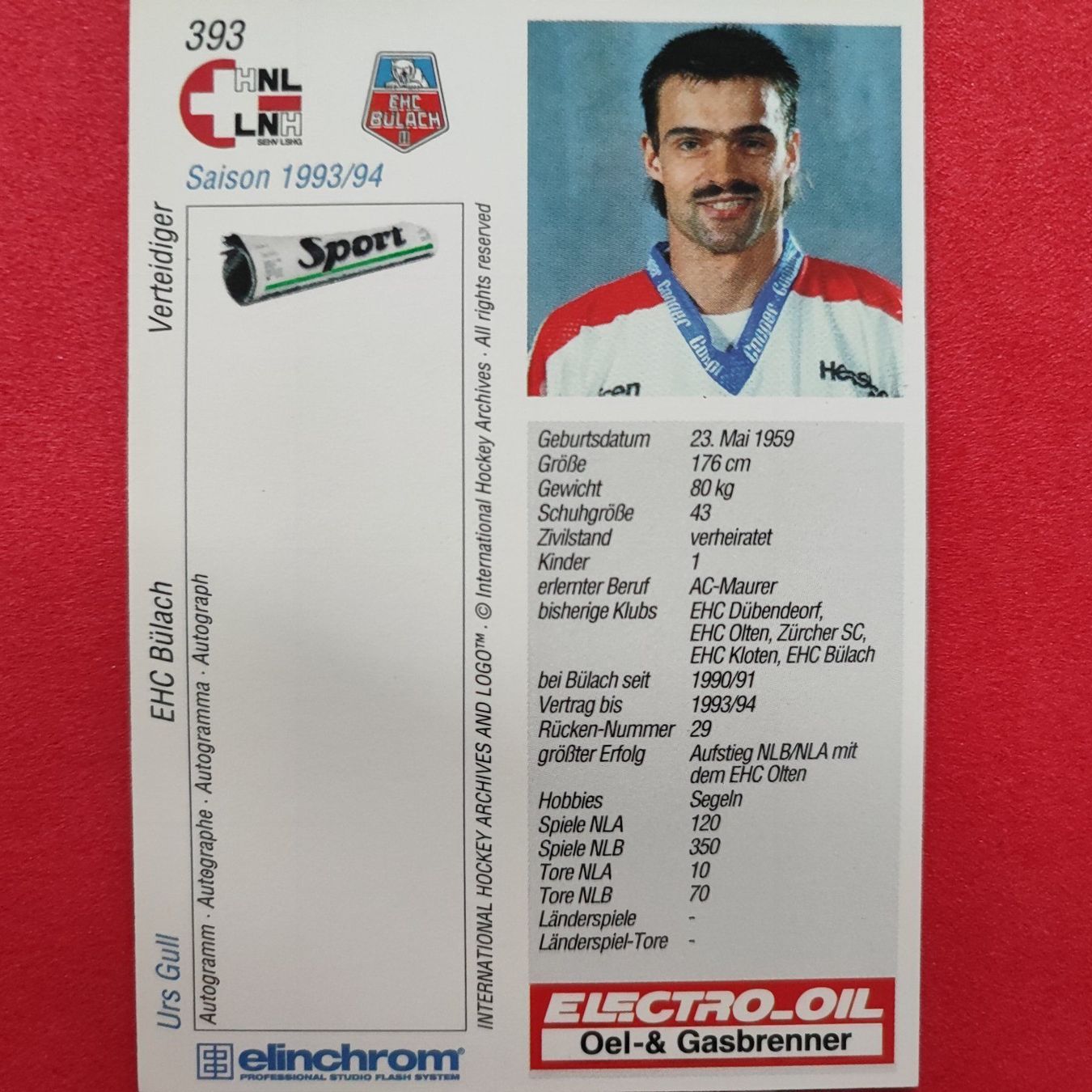 Carte collezionabili: Urs Gull - EHC BÜLACH - 1993/94 – Usato da Dübendorf venduto da kb86_MOVIE 1