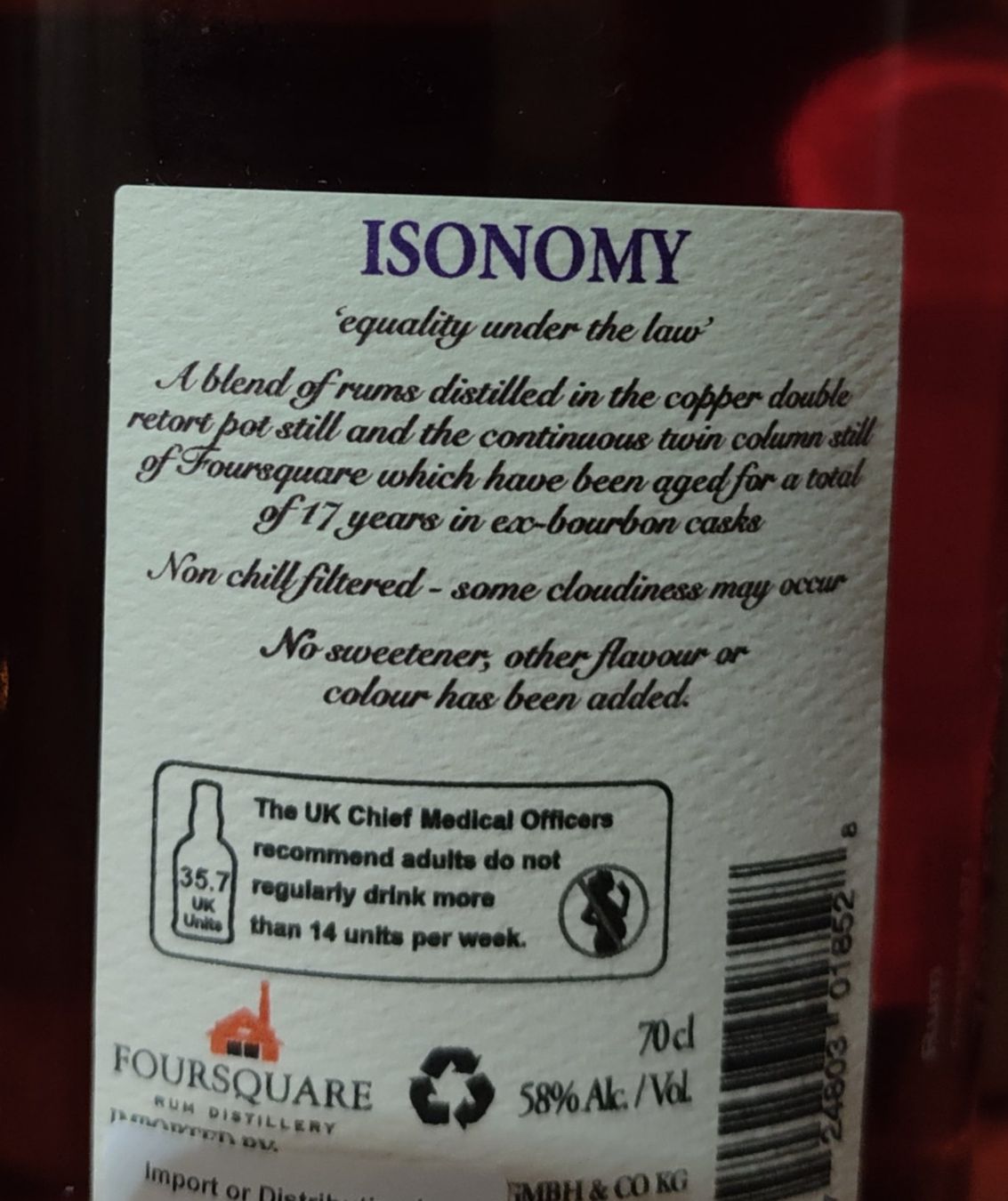 Spirituosen: Foursquare ECS Isonomy 70cl – Neu (gemäss Beschreibung) aus Ste-Croix von com_k2zb 1
